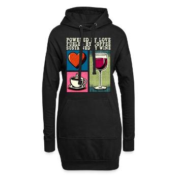 Love Coffee Wine Retro Pop Art Mother's Day Gift - Hoodie Dress - black - Front