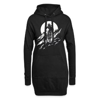 Aventure en VTT dans la nature - Sweat-shirt à capuche long Femme - noir - Devant