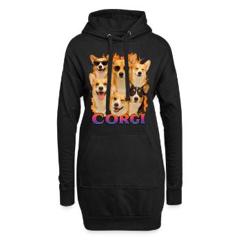 Corgi - Hoodie-Kleid - Schwarz - Vorne