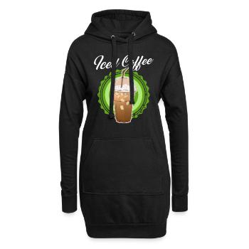 Iced Coffee Eiskaffee Kaffeeliebhaber Geschenk - Hoodie-Kleid - Schwarz - Vorne
