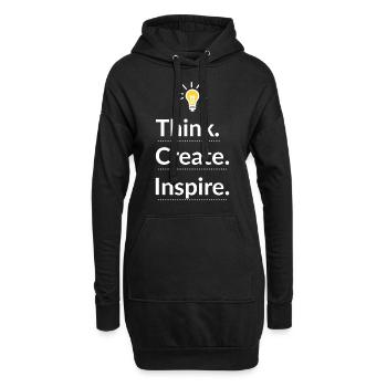 Think Create Inspire Glühbirne - Hoodie-Kleid - Schwarz - Vorne
