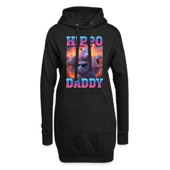 Nilpferd-Papa - Hoodie-Kleid - Schwarz - Vorne