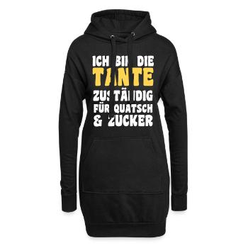 Tante motif familial - Sweat-shirt à capuche long Femme - noir - Devant