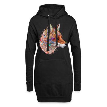Renard Renard Motif Animaux Cadeau Art Animal Motif - Sweat-shirt à capuche long Femme - noir - Devant