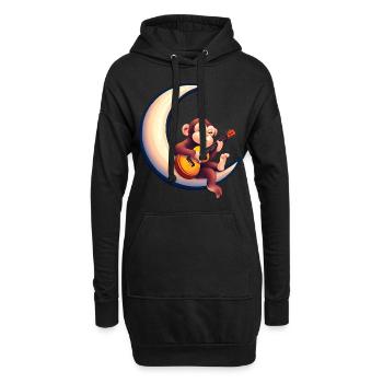 Musikalischer Affe im Halbmond - Hoodie-Kleid - Schwarz - Vorne