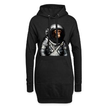 Weltraum Astronaut Affe - Hoodie-Kleid - Schwarz - Vorne