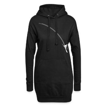 Skifahrer - Hoodie-Kleid - Schwarz - Vorne