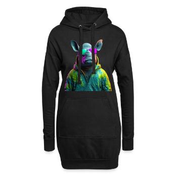 Hippo Nilpferd mit Sonnenbrille Flusspferd Afrika - Hoodie-Kleid - Schwarz - Vorne
