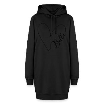 Bella Name Herzlinie - Hoodie-Kleid - Schwarz - Vorne - AI Model Female 172 light (172cm)