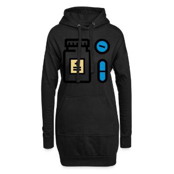 Pillen, Medikamente, Medizin, Drogen, Pillendose - Hoodie-Kleid - Schwarz - Vorne