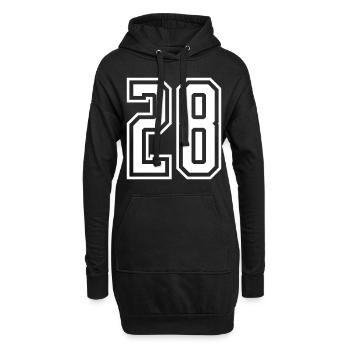 28 Zahl nummer - Hoodie-Kleid - Schwarz - Vorne
