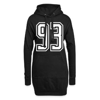 93 Zahl nummer - Hoodie-Kleid - Schwarz - Vorne