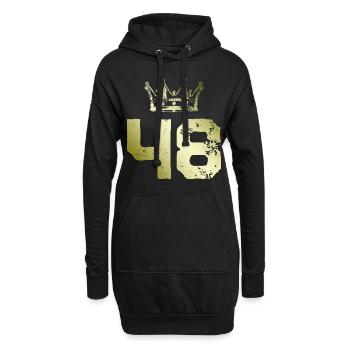 48 Zahl Krone - Hoodie-Kleid - Schwarz - Vorne