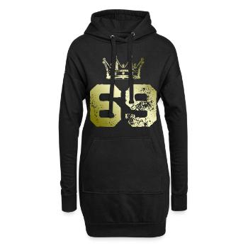 69 Zahl Krone - Hoodie-Kleid - Schwarz - Vorne