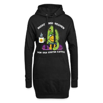 Langschläfer Morgenmuffel Faulenzer Kaffee - Hoodie-Kleid - Schwarz - Vorne