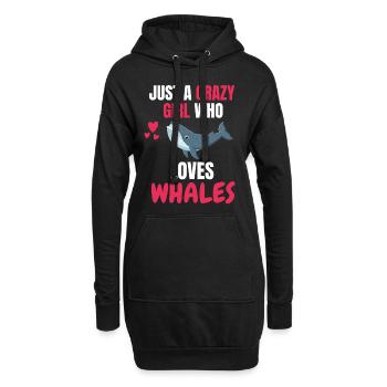 Crazy Girl Animal Drôle Cadeau Baleine - Sweat-shirt à capuche long Femme - noir - Devant