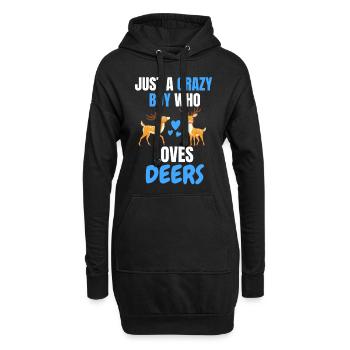 Verrückter Junge Tier Lustiges Geschenk Hirsch - Hoodie-Kleid - Schwarz - Vorne