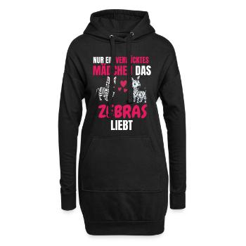 Tierliebhaber Mädchen Lustiges Geschenk Zebra - Hoodie-Kleid - Schwarz - Vorne