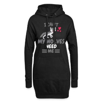 Ich kann nicht Wald Tier Lustiges Geschenk Wolf - Hoodie-Kleid - Schwarz - Vorne