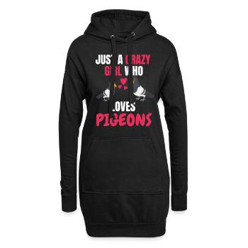 Crazy Girl Pigeon Élevage Cadeau Pigeon - Sweat-shirt à capuche long Femme - noir - Devant