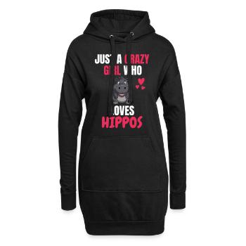Verrücktes Mädchen Afrika Tier Geschenk Nilpferd - Hoodie-Kleid - Schwarz - Vorne