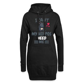Ich kann nicht Afrika Tier Hippo Geschenk Nilpferd - Hoodie-Kleid - Schwarz - Vorne