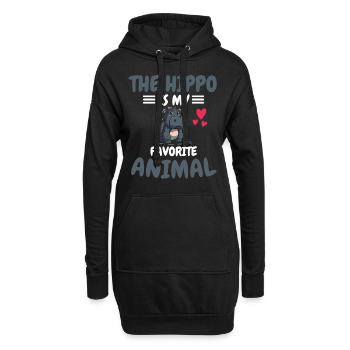 Animal préféré Afrique Zoo Animal Cadeau Hippopotame - Sweat-shirt à capuche long Femme - noir - Devant