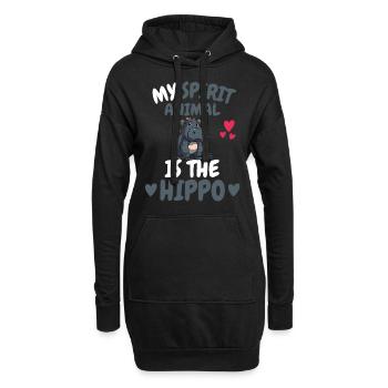 Hippo Mon Don Spirituel Animal Hippopotame - Sweat-shirt à capuche long Femme - noir - Devant