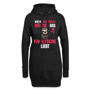 Tropisches Tier Lustiges Mädchen Geschenk Faultier - Hoodie-Kleid - Schwarz - Vorne