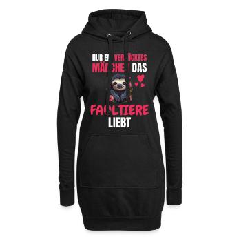 Faultier Liebhaber Mädchen Tier Geschenk Faultier - Hoodie-Kleid - Schwarz - Vorne