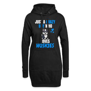 Chiens Pet Crazy Boy Cadeau Husky - Sweat-shirt à capuche long Femme - noir - Devant