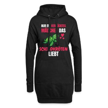 Verrücktes Mädchen Ozean Tier Geschenk Schildkröte - Hoodie-Kleid - Schwarz - Vorne
