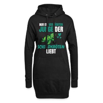 Verrückter Junge Meerestier Geschenk Schildkröte - Hoodie-Kleid - Schwarz - Vorne