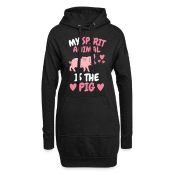 Animal fermier Mon animal spirituel est le cochon - Sweat-shirt à capuche long Femme - noir - Devant