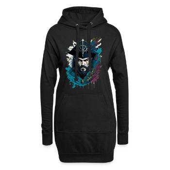 Dunkler Pirat - Hoodie-Kleid - Schwarz - Vorne
