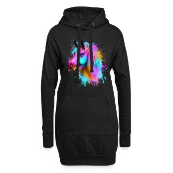 Pferd Graffiti Bunt - Hoodie-Kleid - Schwarz - Vorne