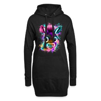 Esel Graffiti Bunt - Hoodie-Kleid - Schwarz - Vorne