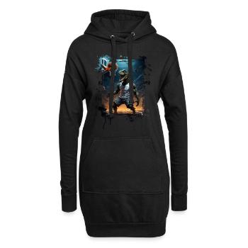 Basket-ball T Rex Dinosaure Graffiti Splash - Sweat-shirt à capuche long Femme - noir - Devant