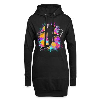 Fußballerin Fußball Frauenfußball - Hoodie-Kleid - Schwarz - Vorne