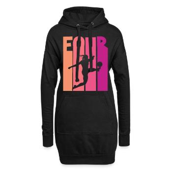 Footballeur Football 4ème Anniversaire - Sweat-shirt à capuche long Femme - noir - Devant