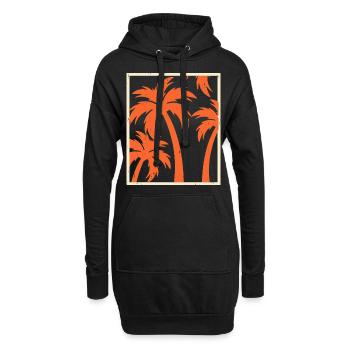 Palmiers - Sweat-shirt à capuche long Femme - noir - Devant