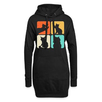 Katzen Motiv - Hoodie-Kleid - Schwarz - Vorne