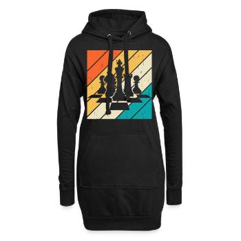 Schach - Hoodie-Kleid - Schwarz - Vorne