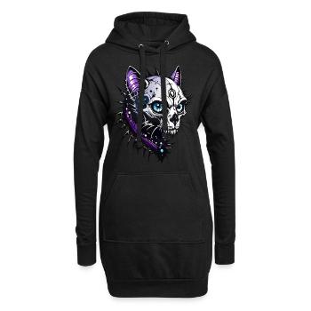 Cat Skull // mystische Totenkopf Katze FS0174 - Hoodie-Kleid - Schwarz - Vorne