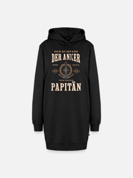 Papitän Papa Kapitän Vatertag Captain Anker Segler - Hoodie-Kleid - Schwarz