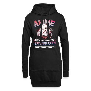 Anime Because Reality Is Overrated - Hoodie-Kleid - Schwarz - Vorne
