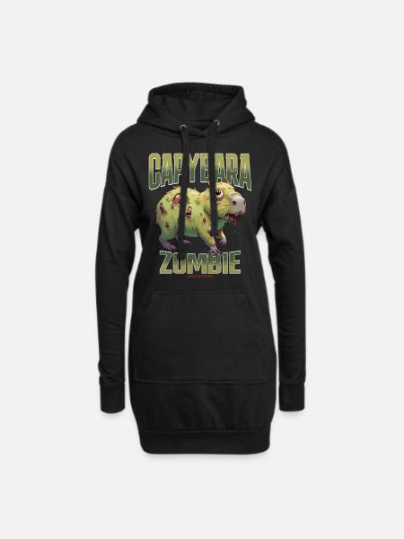 Capybara Zombie - Hoodie-Kleid - Schwarz