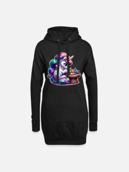 Einhorn Schach - Hoodie-Kleid - Schwarz