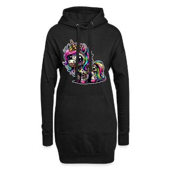 Monstre zombie licorne - Sweat-shirt à capuche long Femme - noir - Devant