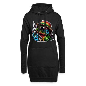 Lézard fumant du cannabis - Sweat-shirt à capuche long Femme - noir - Devant